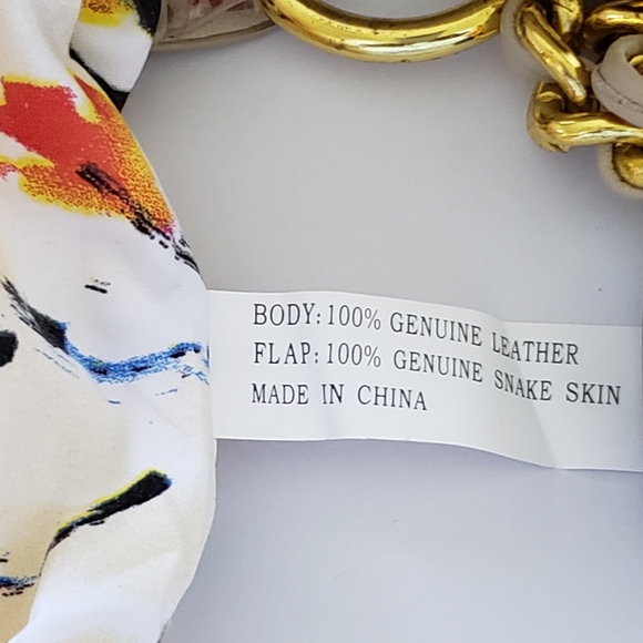 CHI Carlos Falchi Tan Leather and Snakeskin Handba - Picture 5 of 8